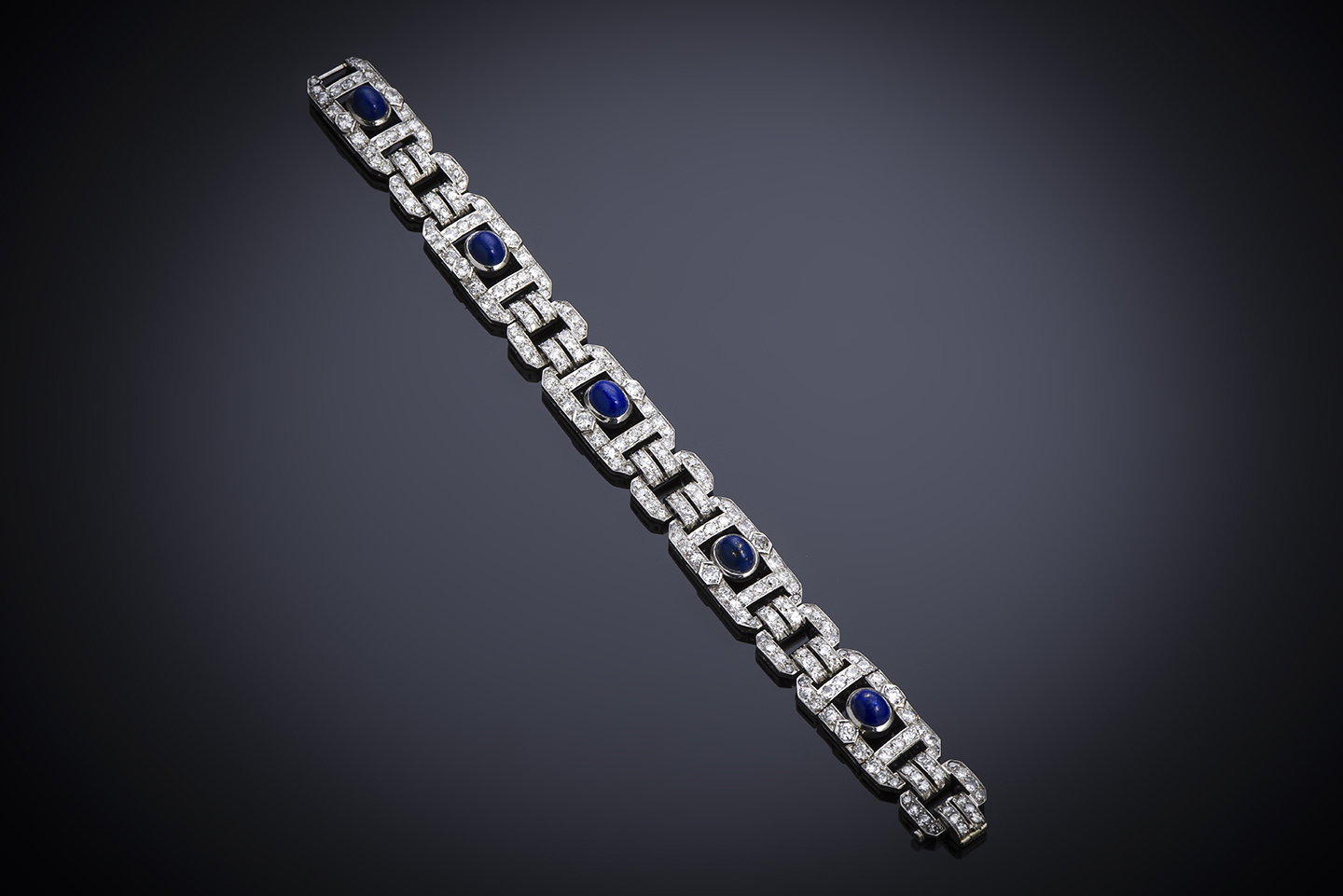 Bracelet Art Déco diamants lapis-lazuli-1
