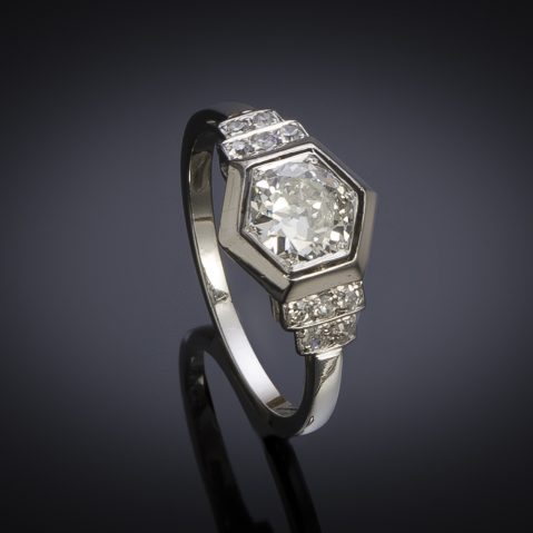 Bague Art Déco diamants (1,10 carat centre 0,90 carat)