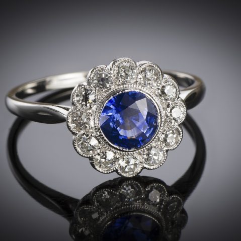 Bague saphir diamants vers 1930
