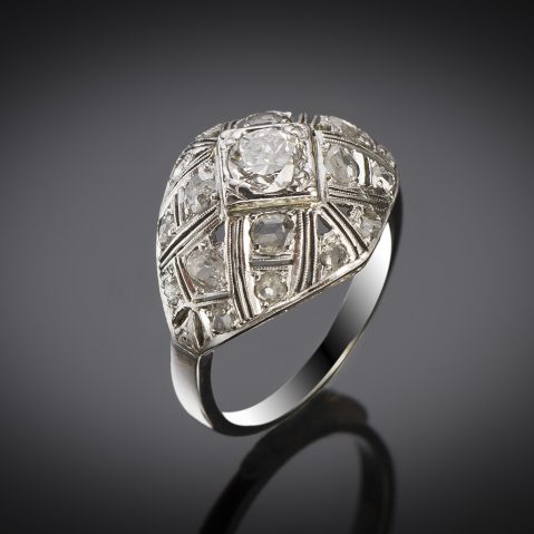 Bague boule diamants Art Déco