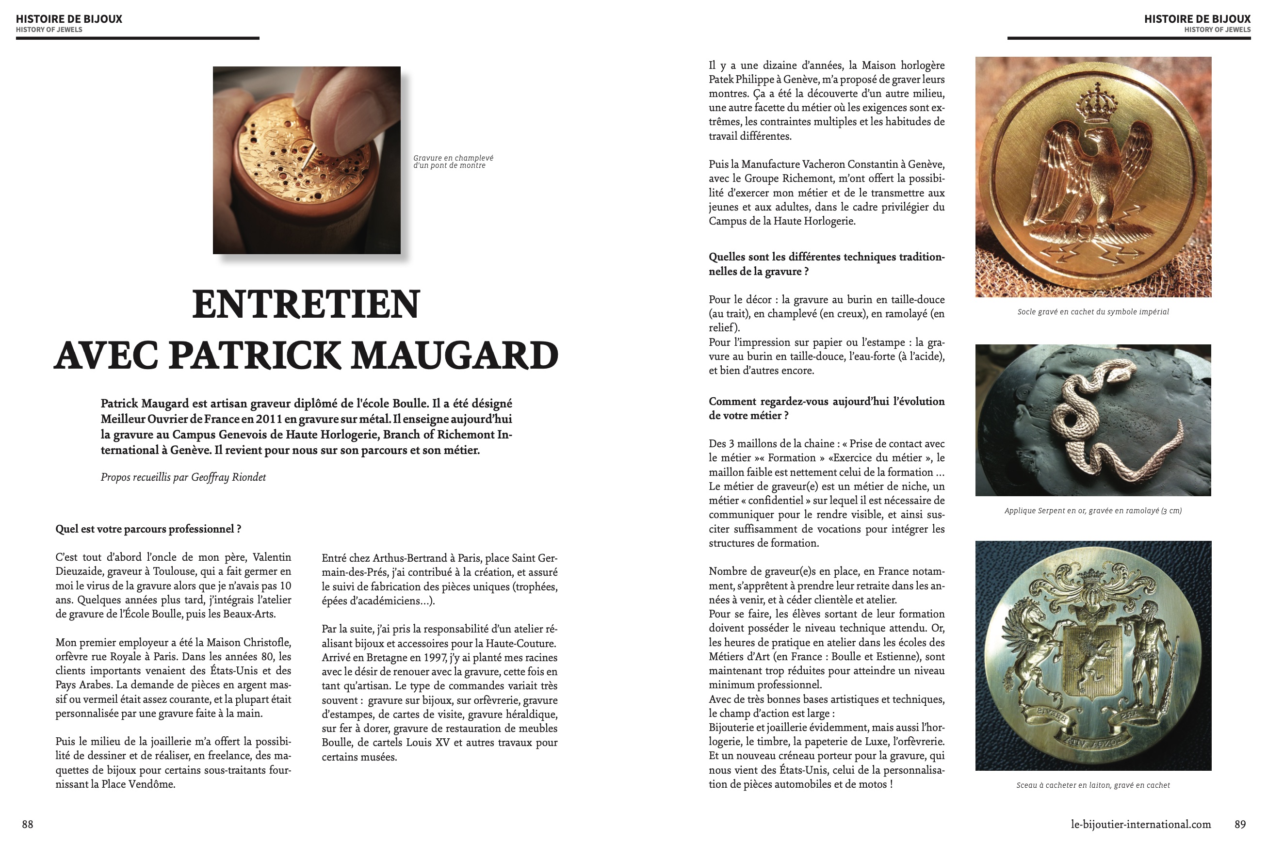 Retrouvez-nous dans le magazine Le Bijoutier International de ce mois avec l’entretien de Patrick Maugard