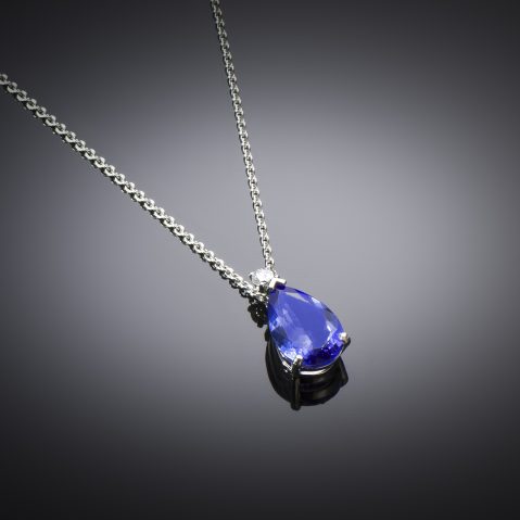 Pendentif et sa chaîne tanzanite diamant