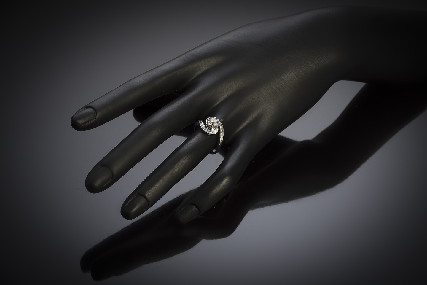 Bague vintage tourbillon diamant (principal 1,01 carat), vers 1950-2