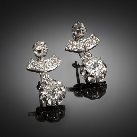 Boucles d’oreilles diamants (2 carats, principaux 2 x 0,75 carat) Art déco