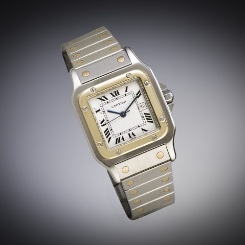 Montre Cartier Santos or et acier automatique