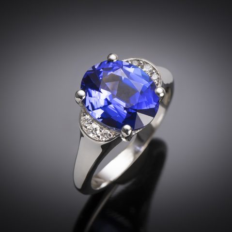 Bague tanzanite (3,76 carats) diamants