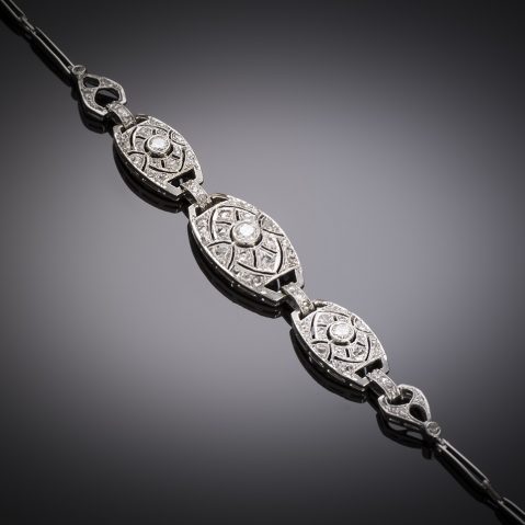 Bracelet Art Déco diamants platine et or