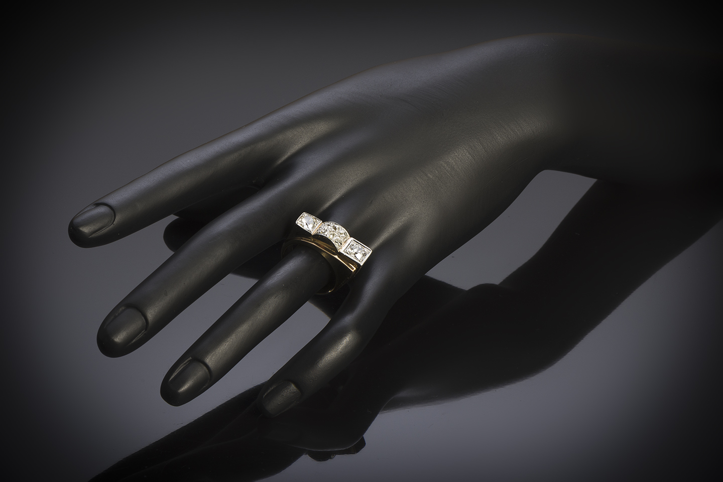 Bague vers 1940 diamants (1,60 carat, principal 0,80 carat)-2