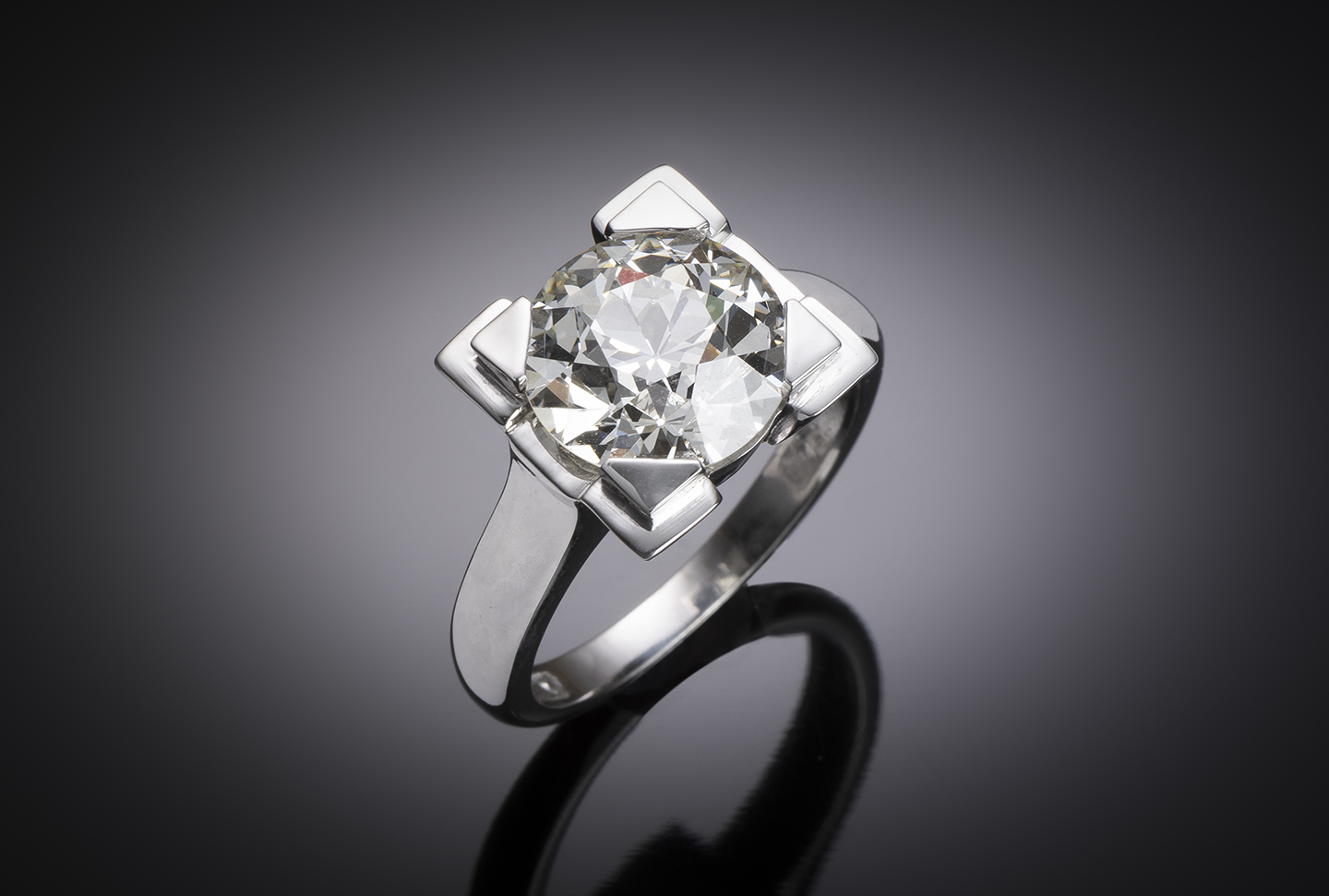 Bague diamant demi-taille 4,03 carats (certificat HRD) Art déco-2