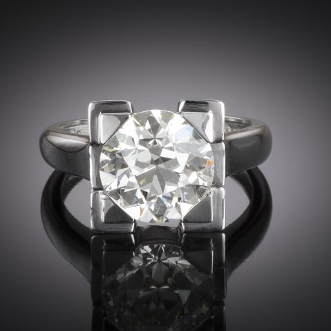 Bague diamant demi-taille 4,03 carats (certificat HRD) Art déco
