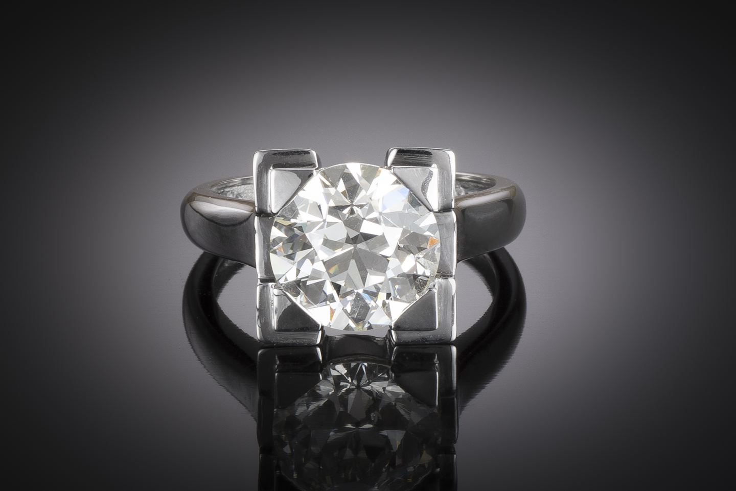 Bague diamant demi-taille 4,03 carats (certificat HRD) Art déco-1