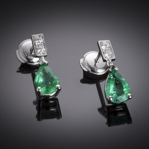 Boucles d’oreilles émeraudes (1,50 carat) diamants