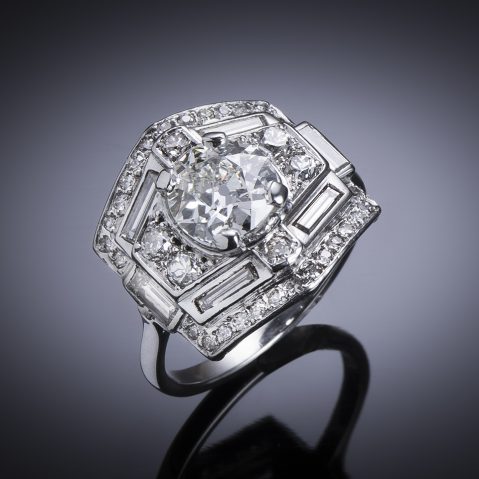 Bague Art déco diamants (2,20 carats) platine