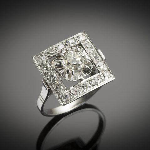 Bague Art déco diamants (1,20 carat centre 0,95 carat)
