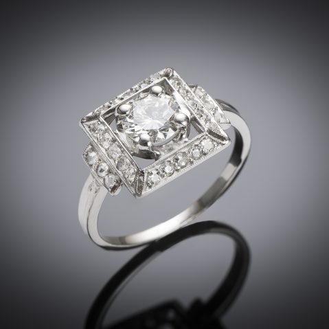 Bague Art déco diamants (1 carat, centre 0,70 carat)