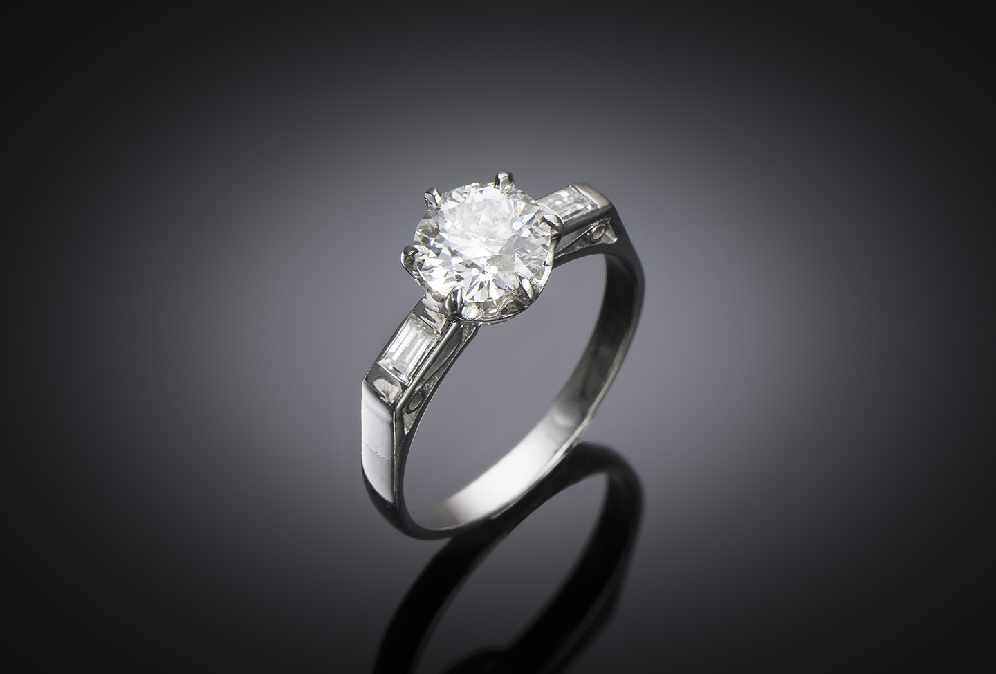 Solitaire diamant brillant 1,52 carat (certificat LFG – F SI1) platine-1