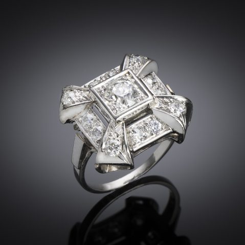 Bague Art déco diamants (2 carats, centre 1 carat)