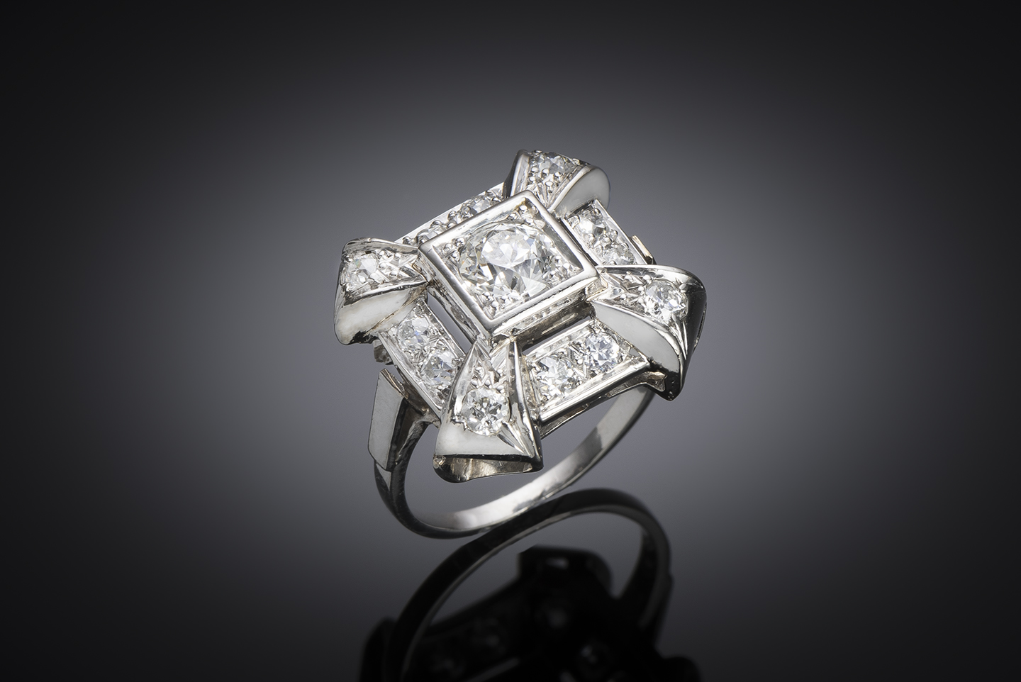 Bague Art déco diamants (2 carats, centre 1 carat)-1