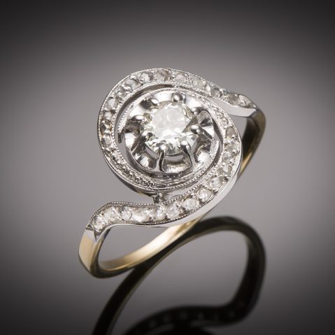 Bague « tourbillon » début XXe siècle diamants (1 carat)