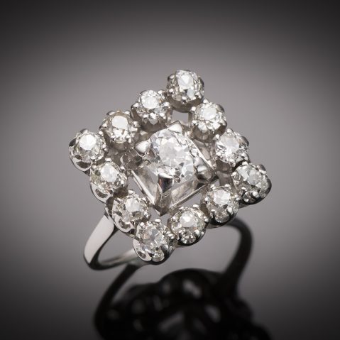 Bague vintage vers 1950 diamants (1,80 carat)