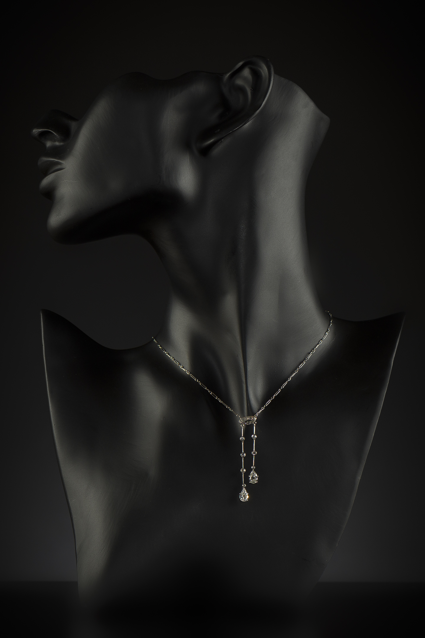 Collier dit négligé Art Déco diamants poire (1,60 carat)-2