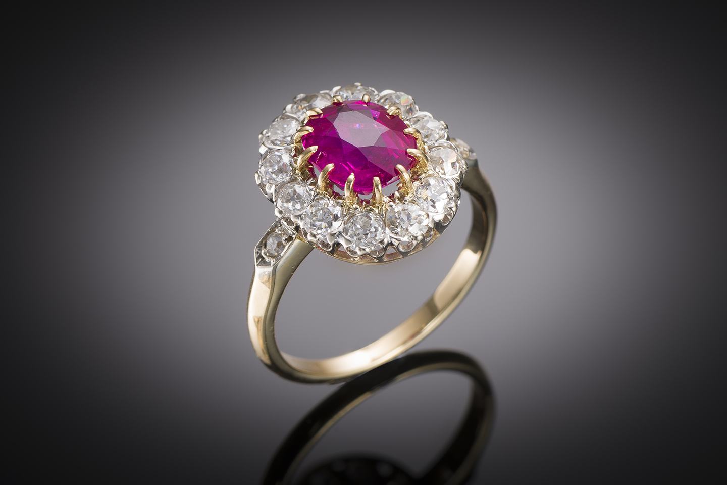 Bague rubis birman naturel (certificat laboratoire) diamants (1,20 carat) Jean Ratel début XXe siècle-1