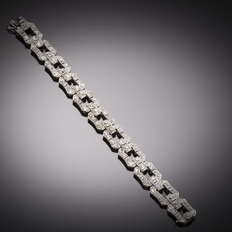 Bracelet diamants Art déco. Travail français vers 1930.