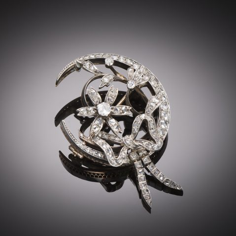 Broche diamants. Travail français fin XIXe siècle.