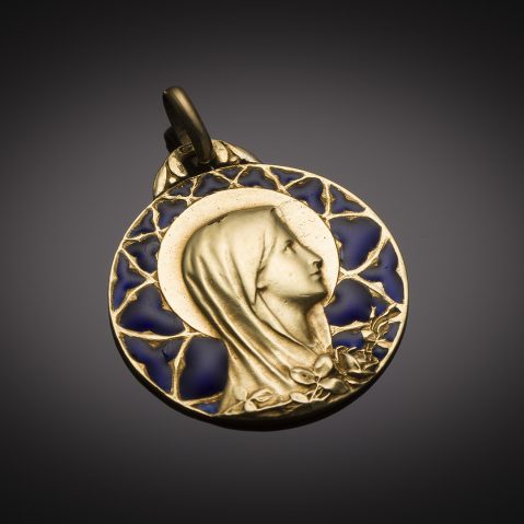 Médaille émaillée Art nouveau en or
