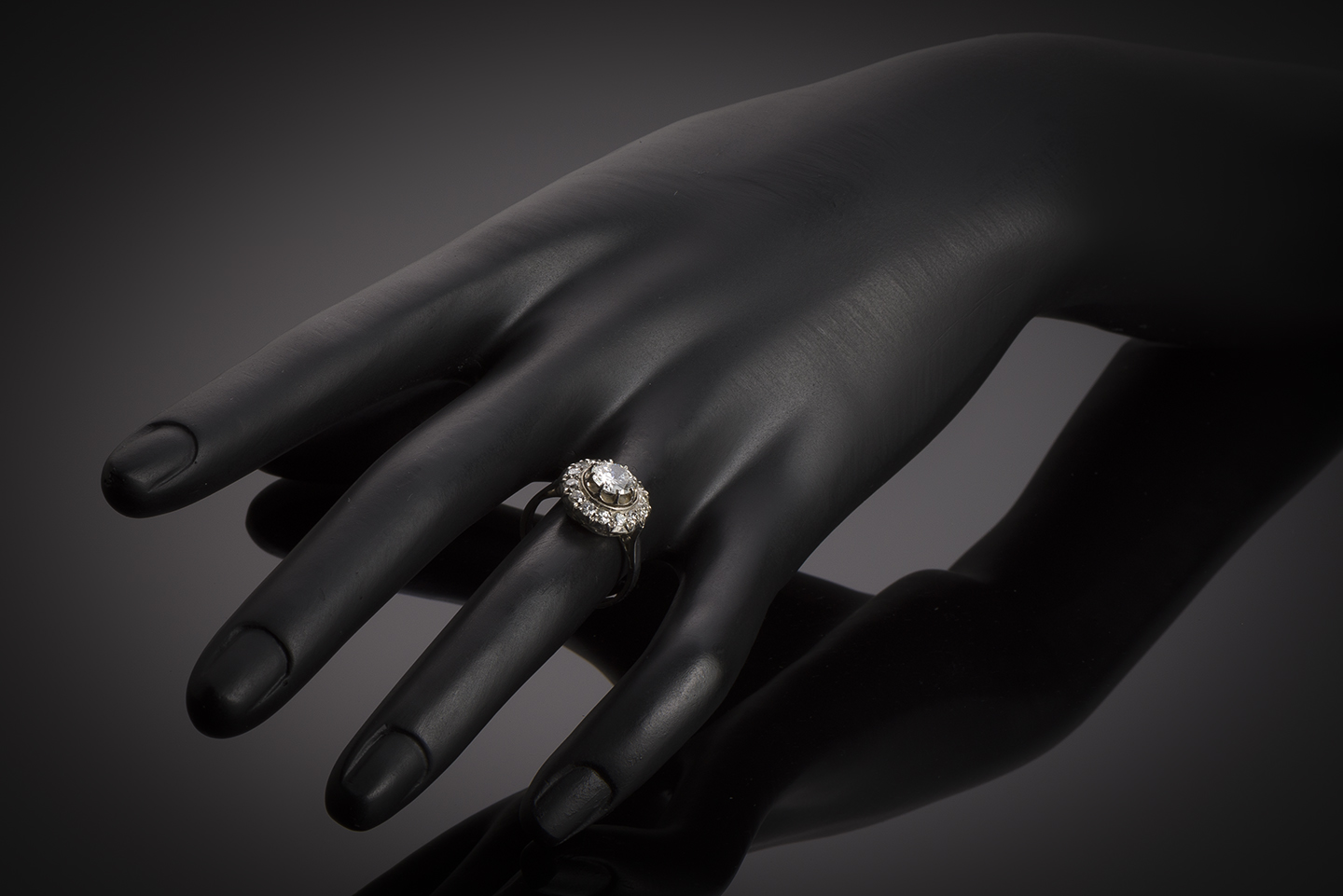 Bague vintage diamants brillant (1,80 carat, centre 1,05 carat certificat Laboratoire Français de Gemmologie)-2