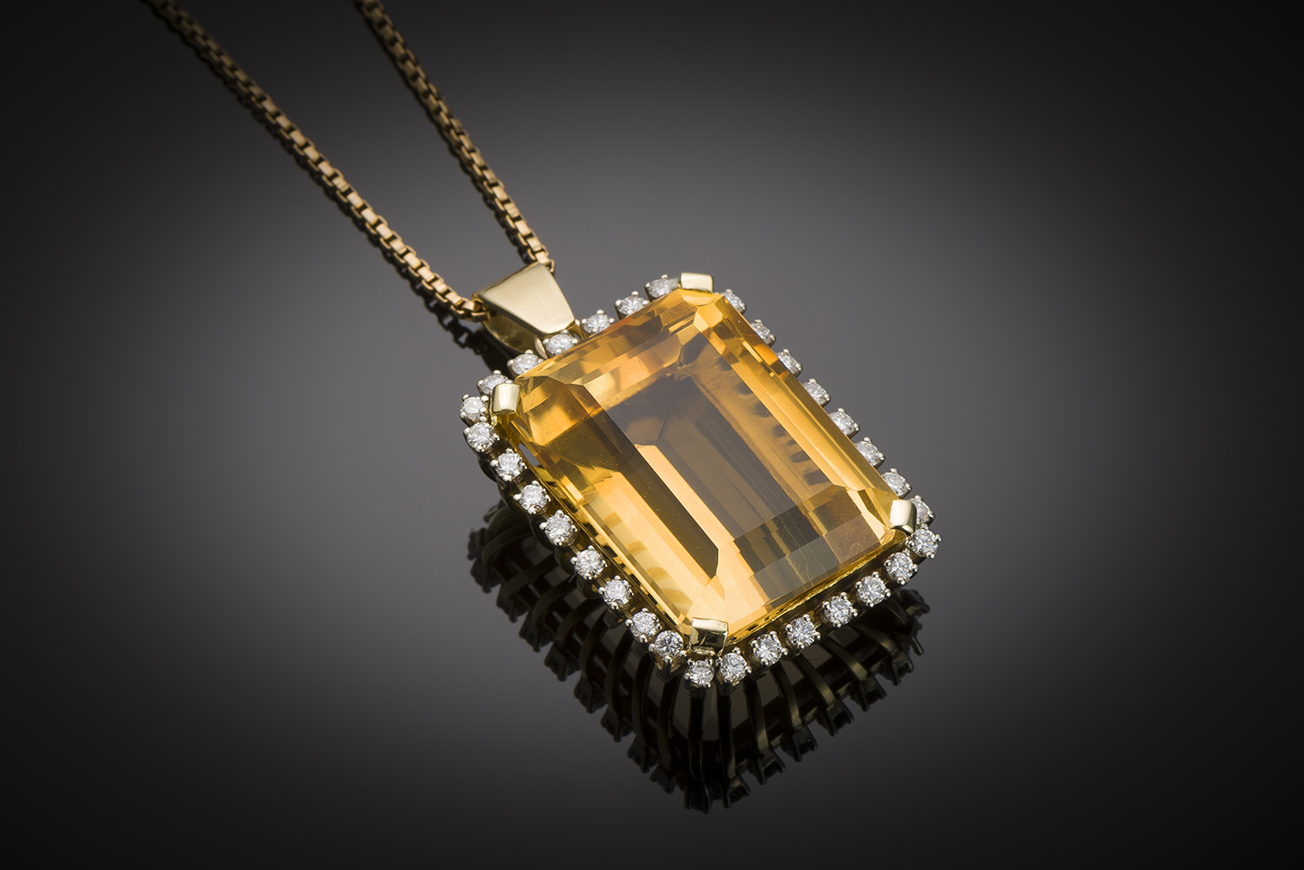 Pendentif vintage citrine (38 carats) diamants
