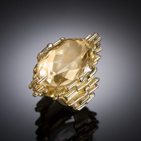 Bague vintage Roland Schad citrine de 17 carats en or (26,80 grs)