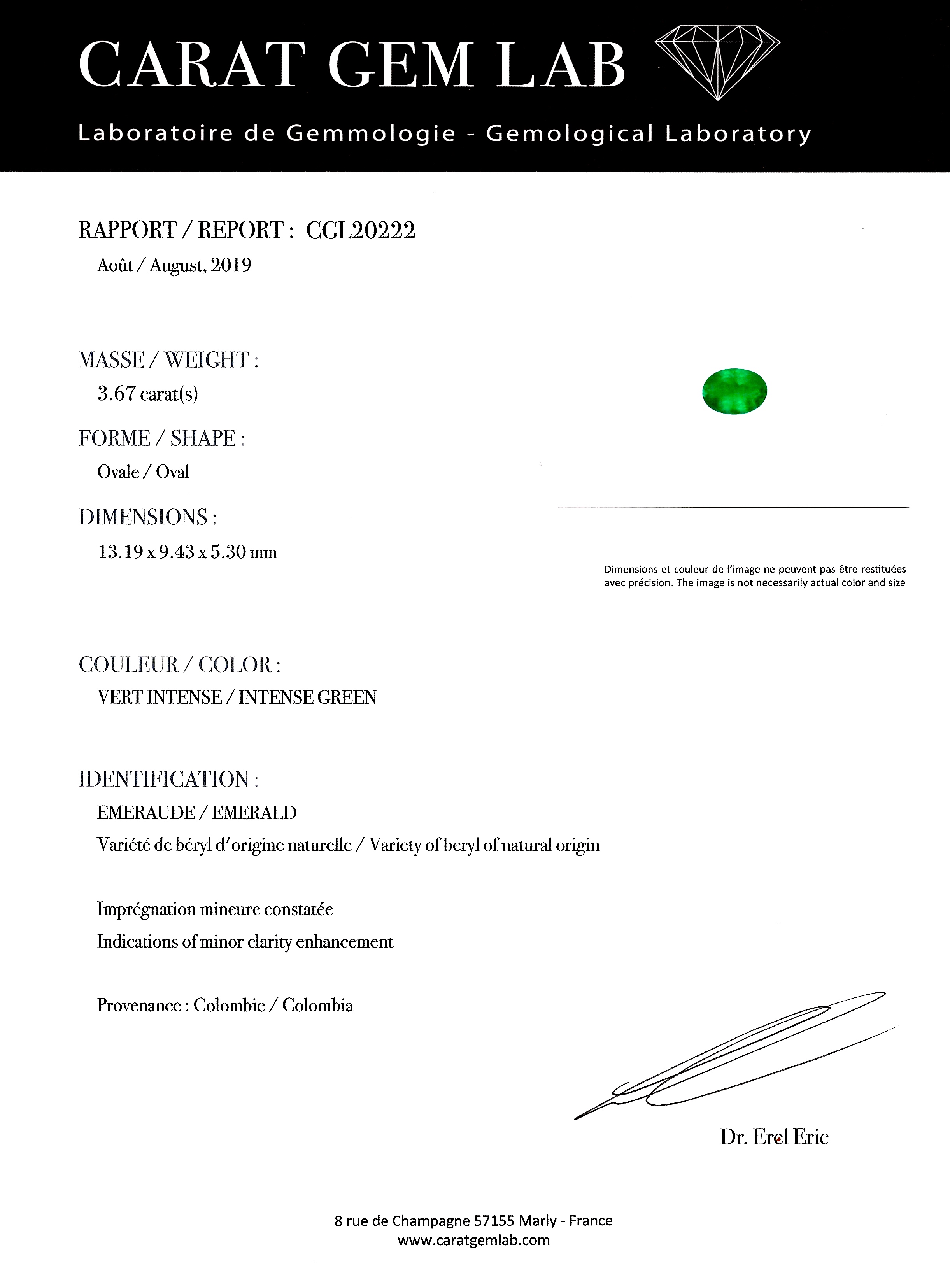 Bague Art Déco émeraude Colombie vert intense de 3,67 carats (certificat laboratoire) diamants. Travail français.-3