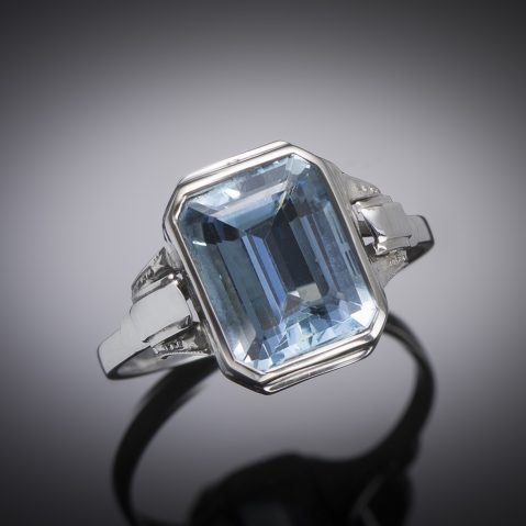 Bague Art Déco aigue-marine (3,10 carats)