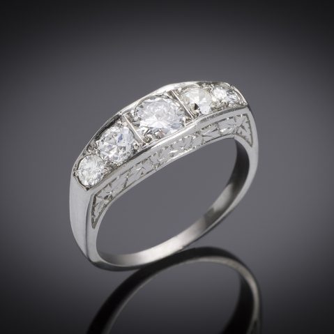 Bague Art Déco diamants (1,10 carat) en platine