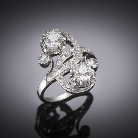 Bague Belle Epoque « vous et moi » diamants (0,70 carat x 2) en platine