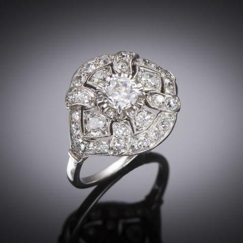 Bague Art Déco diamants (1 carat) en platine