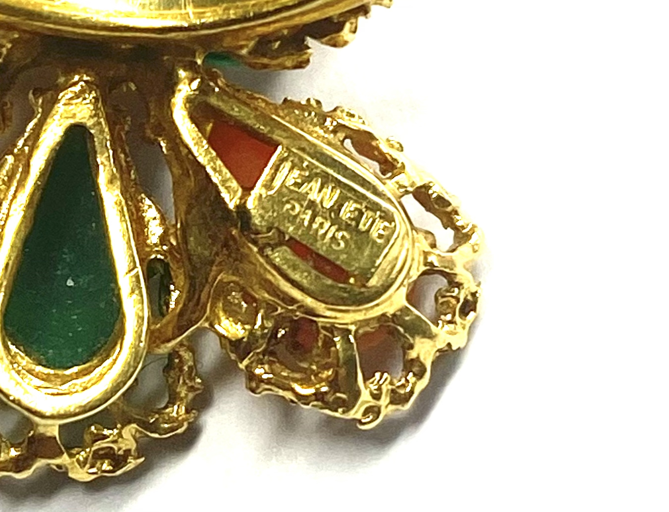 Bague vintage Jean Été corail et chrysoprase vers 1960 – 1970-3