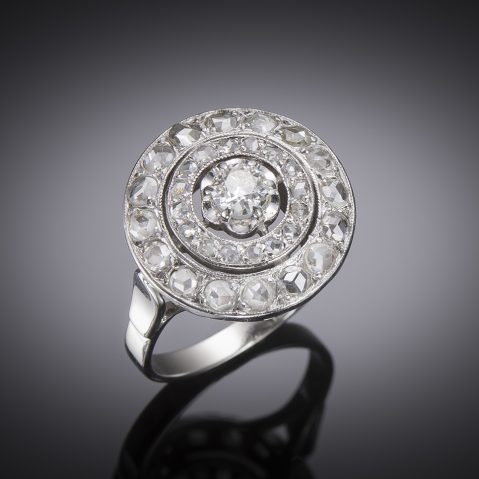 Bague Art Déco ronde diamants