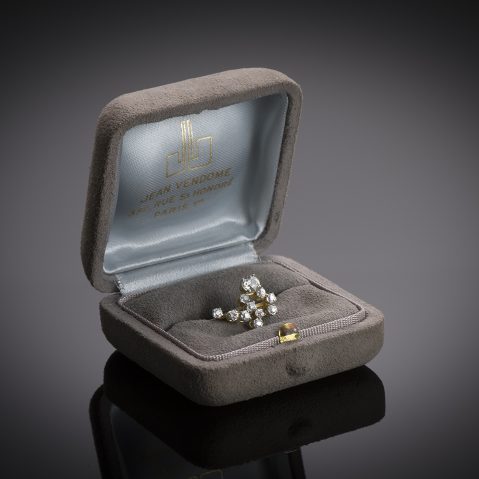 Bague vintage Jean Vendome avec son écrin et certificat R. Vendome