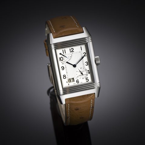 Montre Jaeger-LeCoultre Reverso Grande Date fond transparent avec grand coffret double bracelet