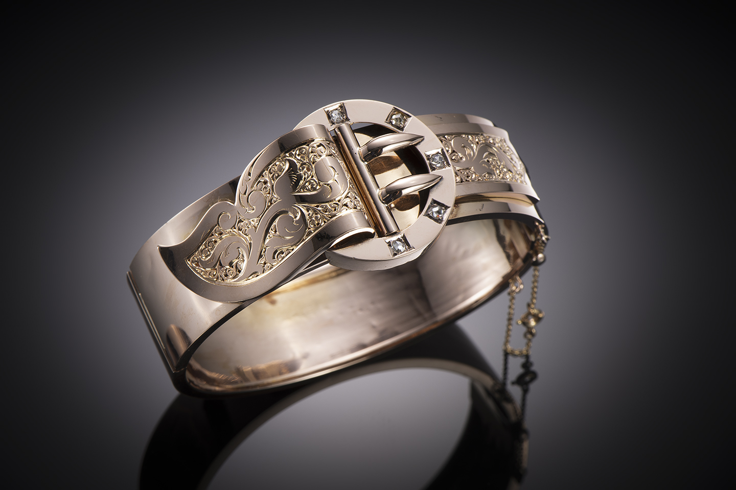 Bracelet « ceinture » diamants époque Napoléon III (poinçon : tête de cheval)-2