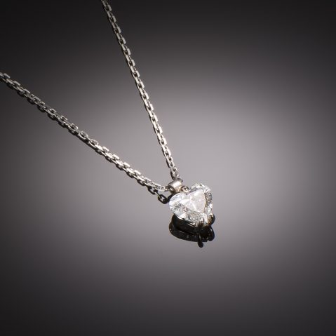 Pendentif et sa chaine diamant coeur (1,20 carat – Blanc exceptionnel certificat GIA)