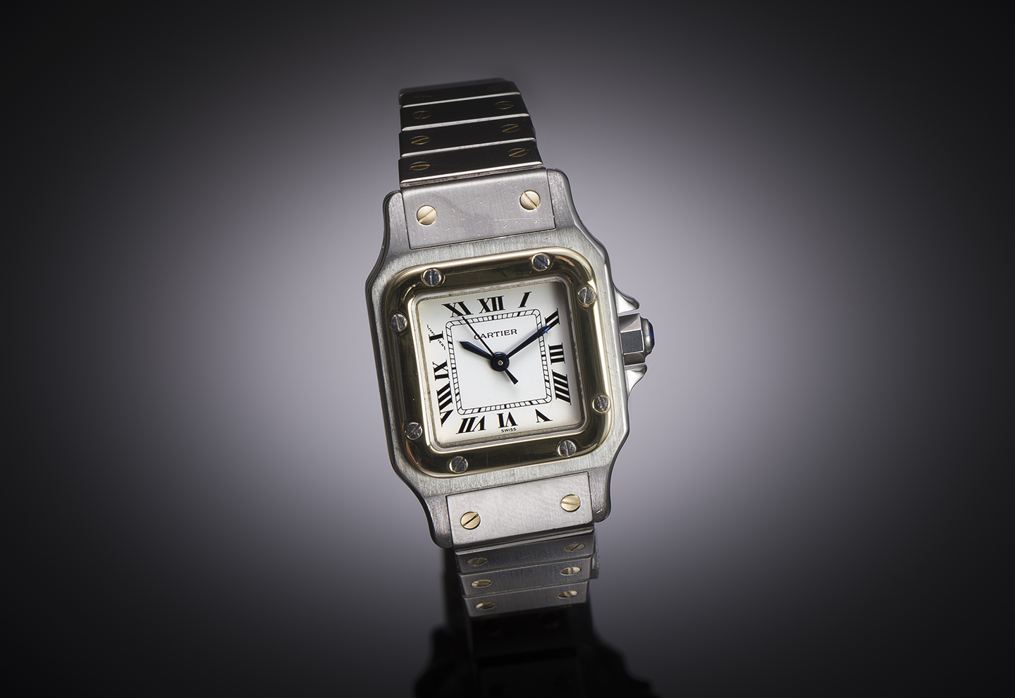 Montre Cartier Santos or et acier automatique avec crin Cartier