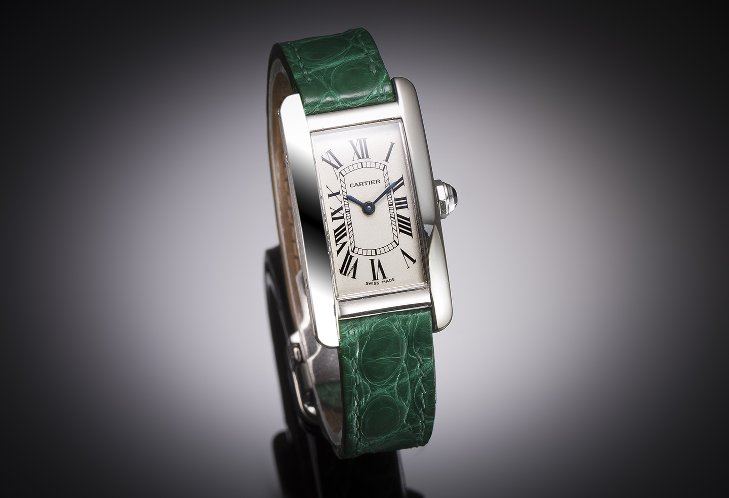 Montre Cartier Tank américaine or gris-1