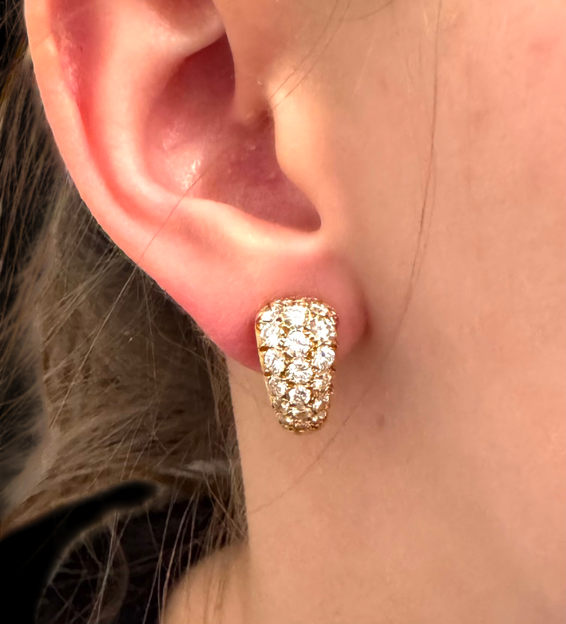 Boucles d’oreilles Van Cleef & Arpels (signées et numérotées) diamants (2 carats) vers 1960, poinçon : A. Vassort-3