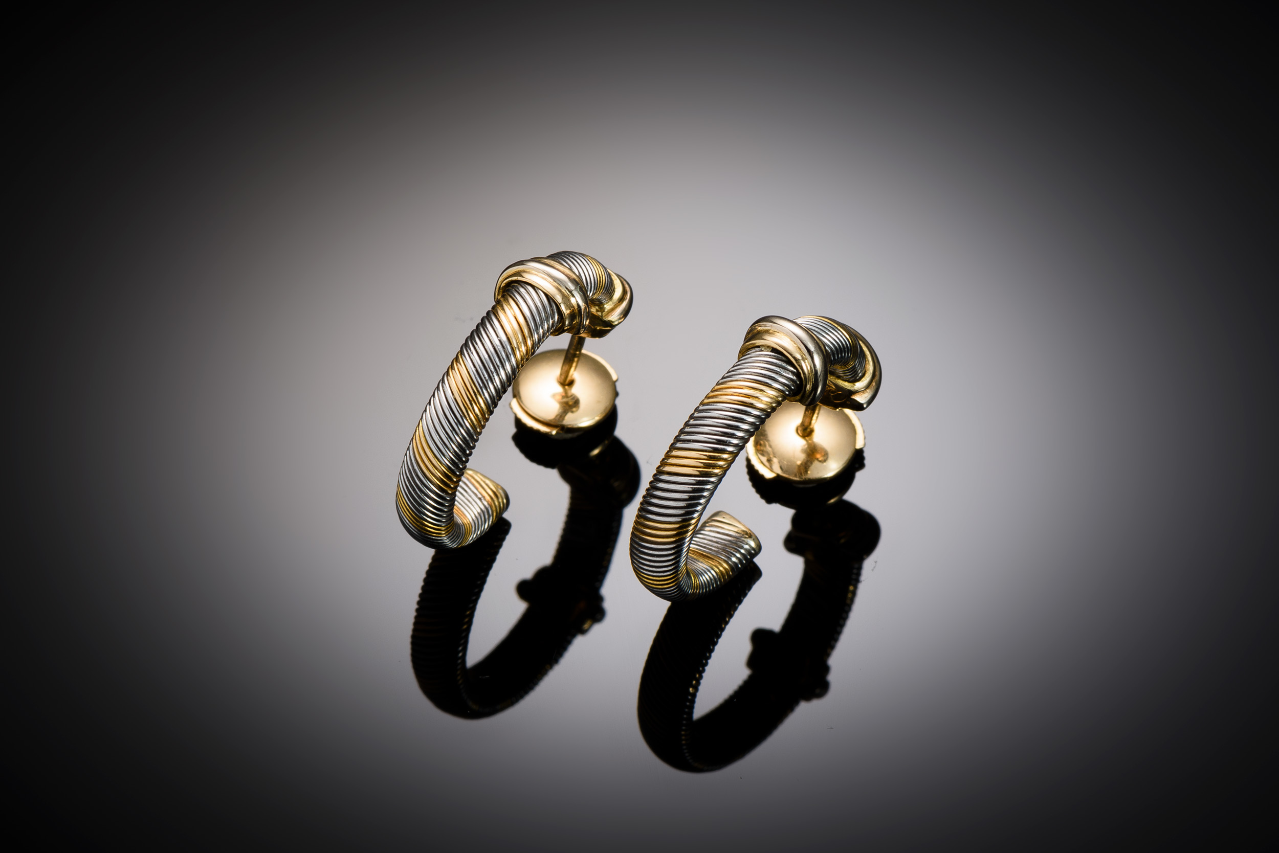 Boucles d’oreilles Cartier vintage or acier-1