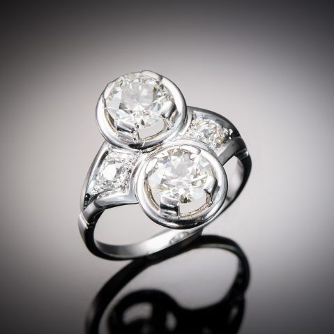 Bague Art déco diamants 2,20 carats dont principaux 2 x 1 carat