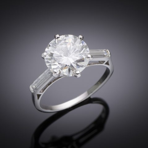 Solitaire diamant brillant de 3,48 carats avec rapport du HRD (E VVS2)