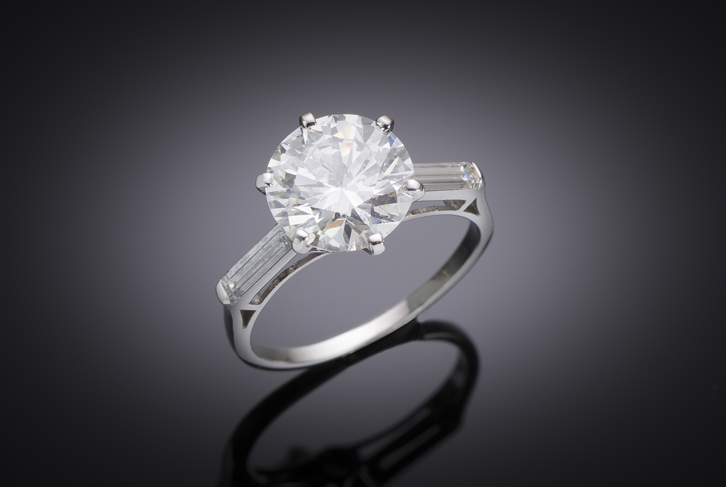 Solitaire diamant brillant de 3,48 carats avec rapport du HRD (E VVS2)-1
